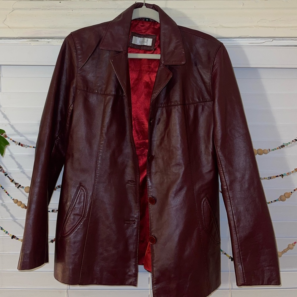 Vintage red leather blazer